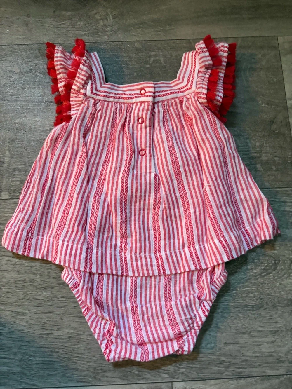 Cat & Jack Red and White Striped Baby Girls' Romper Set